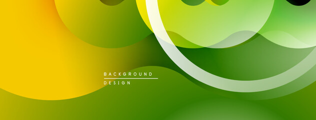 Wall Mural - Abstract background features flowing yellow, green shapes. Smooth gradients create dynamic visual effect. Minimalist design elements present.
