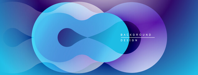 Poster - Abstract flowing shapes, blue purple gradients. Modern design element, dynamic composition, sleek visual presentation. Background suggests infinity concept.
