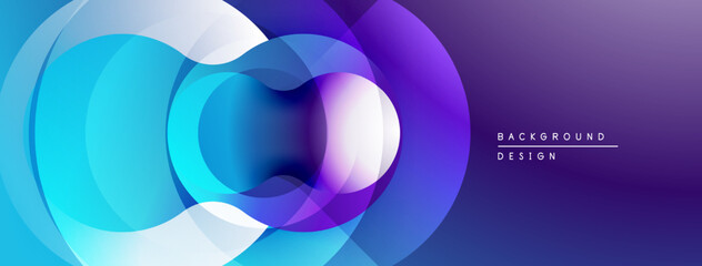 Fototapete - Abstract circles overlap, creating vibrant blue, purple gradients. Modern design element for backgrounds, presentations. Smooth transitions visible.
