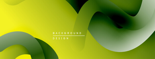 Leinwandbilder - Abstract yellow, green gradients form flowing shapes. Modern design suggests movement, energy, positive vibes. Minimalist text reads background design.