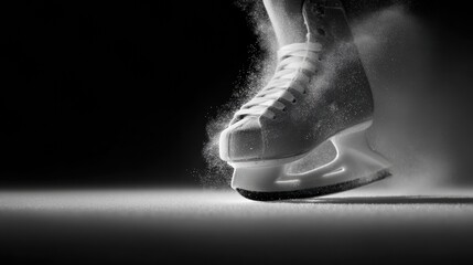 Aufkleber - Dynamic Ice Hockey Performance Capture High-Velocity Monochrome Skate Motion Blur - Extreme Sports Technology and Athletic Precision Visualization