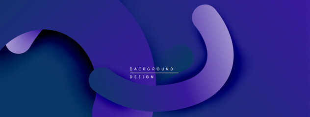 Fototapete - Abstract blue background features layered shapes. Smooth curves create depth, modern design. Minimalist aesthetic, suitable for digital projects.