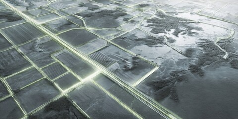 Poster - Quantum Terrain Analytics Futuristic Geospatial Mapping with Luminescent Neural Grid Visualization - Advanced Environmental Intelligence for Climate Resilience and Land Management