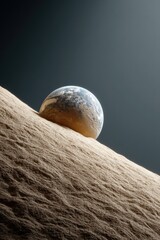 Poster - Lunar Minimalism Earths Ethereal Emergence from Textured Lunar Terrain - Cosmic Exploration Visualization for Next-Gen Scientific Storytelling