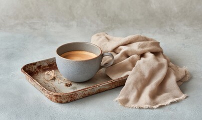 Poster - Post-Industrial Comfort Minimalist Ceramic Coffee Experience in Soft Neutrals - Artisanal Wellness Styling for Modern Lifestyle Content Creation
