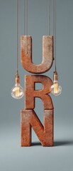 Poster - Urban Industrial Revival Rustic Metallic Typography with Vintage Edison Lighting - Modern Architectural Branding and Nostalgic Design Innovation