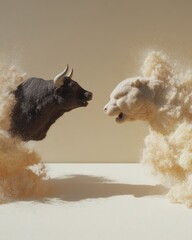 Leinwandbilder - Explosive Market Dynamics Immersive Bull vs Bear Financial Visualization for Next-Gen Investment Strategy and Digital Trend Forecasting in High-Volatility Economy