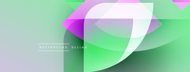 Fototapete - Abstract fluid shapes, vibrant gradients. Light green, purple hues blend smoothly. Modern design element for backgrounds, presentations.