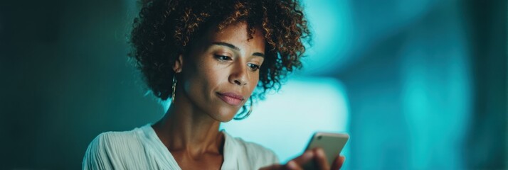 Poster - Digital Empowerment Meets Wellness Gen Z Professionals Mindful Tech Moment - Intuitive Mobile Connectivity in Contemporary Urban Workspace