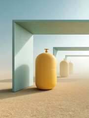 Aufkleber - Future-Forward Hydrogen Economy Minimalist Industrial H2 Storage Pods Showcasing Clean Energy Innovation and Sustainable Infrastructure Design