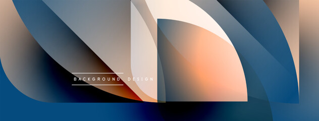Poster - Abstract shapes overlap, creating dynamic gradient composition. Warm, cool tones blend seamlessly. Modern design element.
