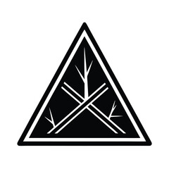Poster - Minimalist black and white triangle design featuring tree branch elements in geometric modern style