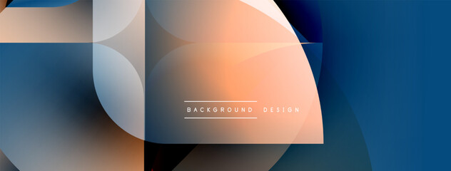 Fototapete - Abstract geometric shapes, gradients, blue, orange hues. Modern design elements create dynamic visual composition. Minimalist style.
