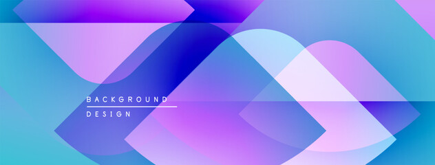 Leinwandbilder - Abstract geometric shapes overlap. Gradient colorsblues, purples, pinkscreate dynamic visual effect. Modern design element.