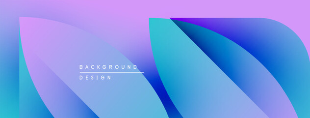 Fototapete - Abstract gradient background. Soft curves blend purple, blue hues. Minimalist design features text background design. Modern, vibrant visual.