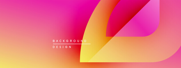 Poster - Vibrant gradient background design. Pink, yellow hues blend smoothly. Modern abstract shapes create dynamic visual effect.