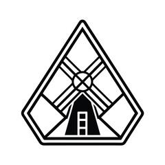 Poster - Abstract geometric architectural symbol black and white illustration design with geometric shapes and artistic pattern