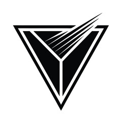 Poster - Modern geometric triangle logo design with dynamic lines and a bold minimalist aesthetic on a white background