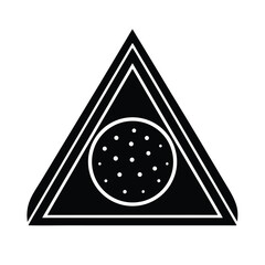 Poster - Geometric black and white triangle shape encompassing a circle with small dots in a minimalist style.