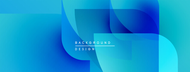 Fototapete - Abstract blue gradients overlap, creating dynamic visual effect. Text reads background design. Modern, clean aesthetic.