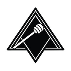 Poster - Minimalist geometric honey logo design featuring a honey dipper within a triangle and square shape
