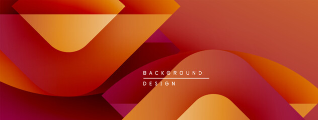 Fototapete - Abstract design features vibrant orange, red gradients. Overlapping shapes create dynamic visual effect. Modern background suitable for various projects.