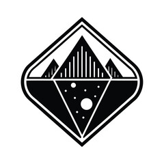 Poster - Abstract black and white geometric design featuring triangles and a diamond shape composition suitable for branding