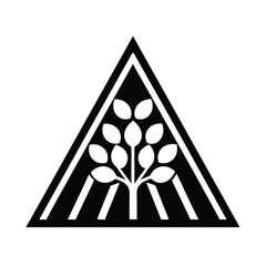 Poster - Geometric abstract design of a tree within a triangle representing nature and simplicity in vector art