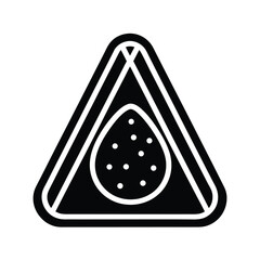 Poster - Abstract geometric icon design representing a triangular shape with a contrasting central egg shaped component and textured effect