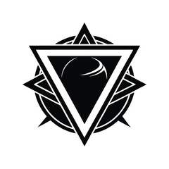 Poster - Abstract black and white geometric design featuring a triangle and star shape with a creative modern artistic aesthetic