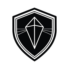 Poster - Black and white shield emblem featuring a diamond and lines suitable for various design projects and branding