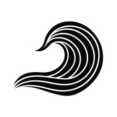 Poster - Elegant black and white wave illustration depicting the ocean element in a minimalist graphic design for versatile usage