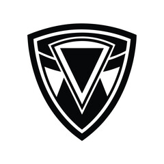 Poster - Geometric black and white emblem featuring shield and triangle shape perfect for brand identity and logo design.