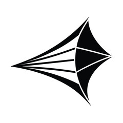 Poster - Abstract black and white geometric shape suggesting sound wave or direction on a clean white background