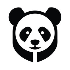 Poster - Simple black and white panda bear head icon illustration perfect for logos and graphic design projects