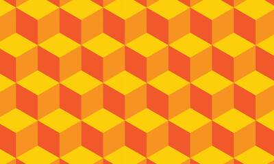 Poster - abstract orange yellow 3d cube pattern.