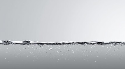Poster - Fizzy beverage with bubbles rising to the surface captured in an extreme close-up against a light neutral backdrop, leaving space for accompanying text