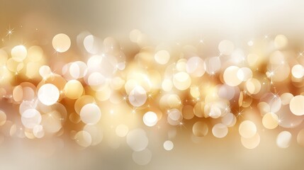 Fototapete - A soft focus displays a blend of golden and pearl bokeh lights, enhanced by subtle tonal gradients, evoking a sense of luxury and dreaminess in this abstract design