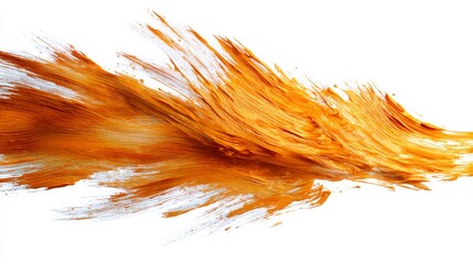 Aufkleber - Vibrant orange acrylic paint creates a dynamic brushstroke across a white background, highlighting texture and movement in an artistic display of color