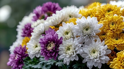 Poster - Vibrant floral arrangement garden nature photography outdoor close-up beauty of chrysanthemums