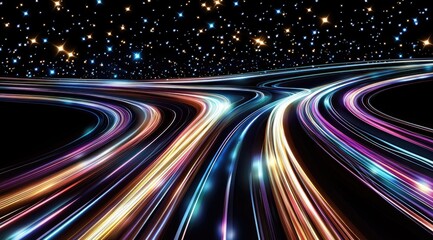Poster - cosmic highway of vibrant light trails