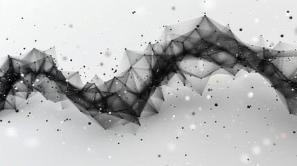 Poster - Abstract digital network design with interconnected polygons and particles.