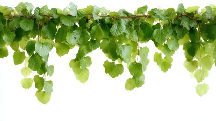 Leinwandbilder - A row of vibrant green climbing vines showcases delicate leaves, creating a perfect backdrop for tropical or botanical themed designs in various projects