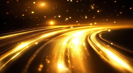 Aufkleber - golden, curving pathways of light