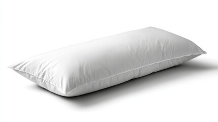 Poster - A single fluffy pillow is positioned neatly on a smooth white surface, showcasing a minimalist aesthetic that highlights elegance in home design