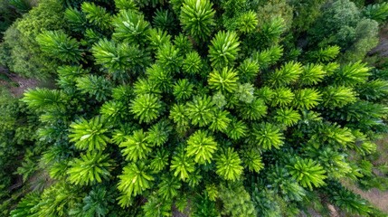 Poster - Capturing the essence of a dense jungle, this vibrant overhead view highlights interwoven vines and bright green ferns thriving in a tropical rainforest