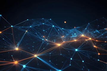 Poster - Futuristic Digital Network Connections in Abstract 3D Mesh