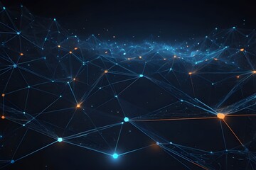 Poster - Futuristic Digital Network Connections in Abstract 3D Mesh