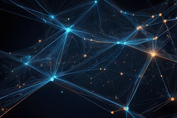 Poster - Futuristic Digital Network Connections in Abstract 3D Mesh
