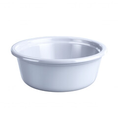 Poster - A simple white bowl sits empty against a clean white background, its smooth surface reflecting light, suggesting cleanliness and minimalist design aesthetics.